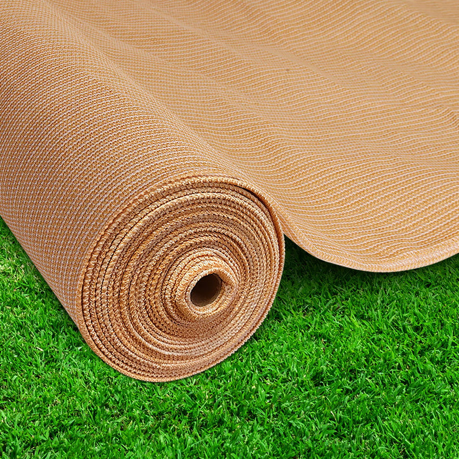 Instahut 90% heavy duty shade cloth roll 3.66x10m, beige knitted fabric