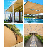 Instahut 90% Shade Cloth 3.66x10m Shadecloth Sail Heavy Duty Beige - Top-Down View