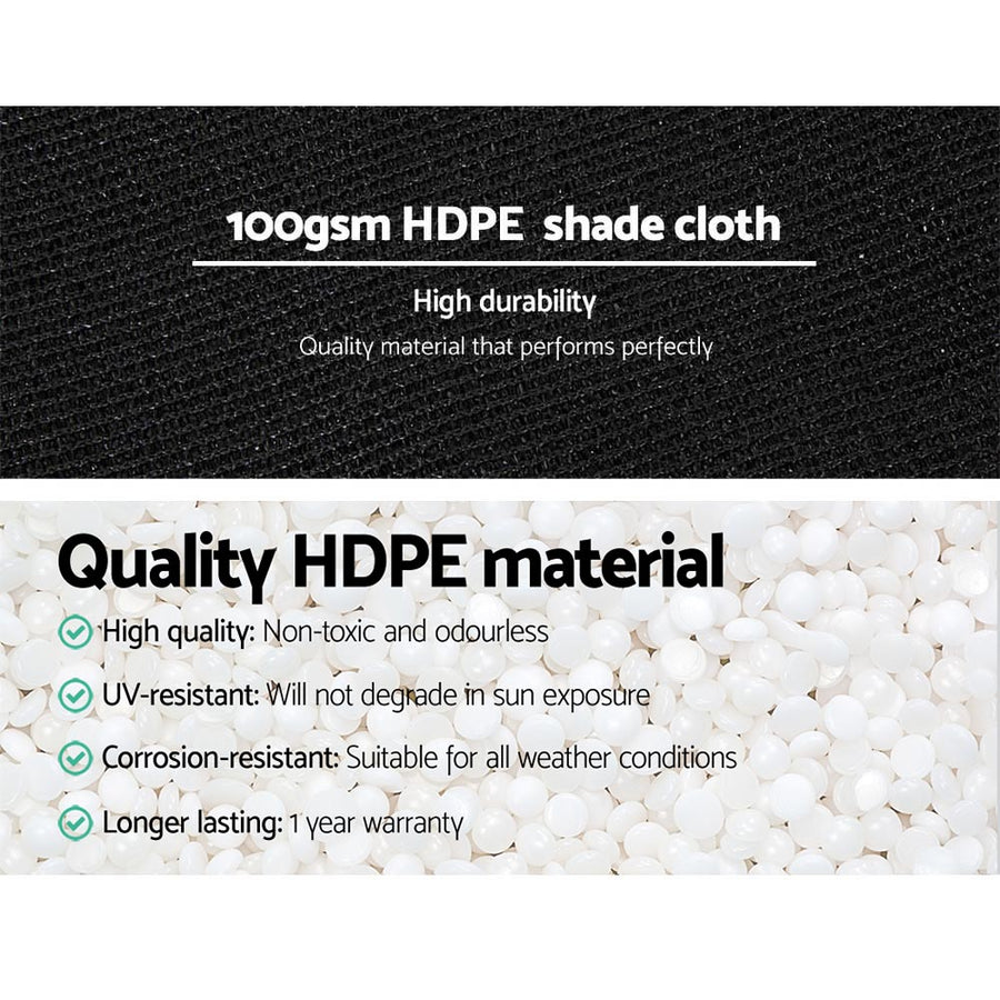 Instahut 50% Shade Cloth 3.66x20m Shadecloth Sail Heavy Duty Black, image 5