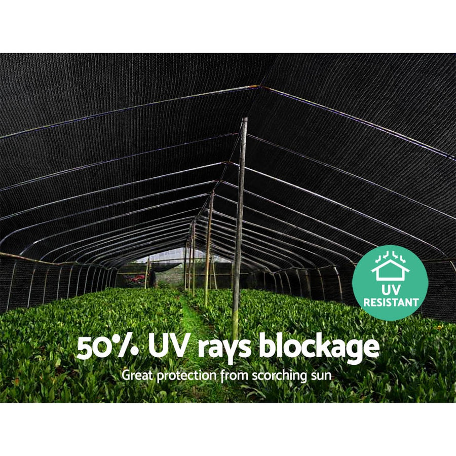 Instahut 50% Shade Cloth 3.66x20m Shadecloth Sail Heavy Duty Black, image 6