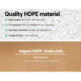 Instahut 90% Shade Cloth 3.66x20m Shadecloth Sail Heavy Duty Beige - 45-Degree Angle