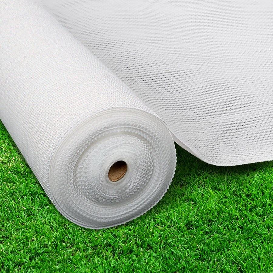 Instahut 50% shade cloth roll, 3.66 x 30m, white knitted fabric