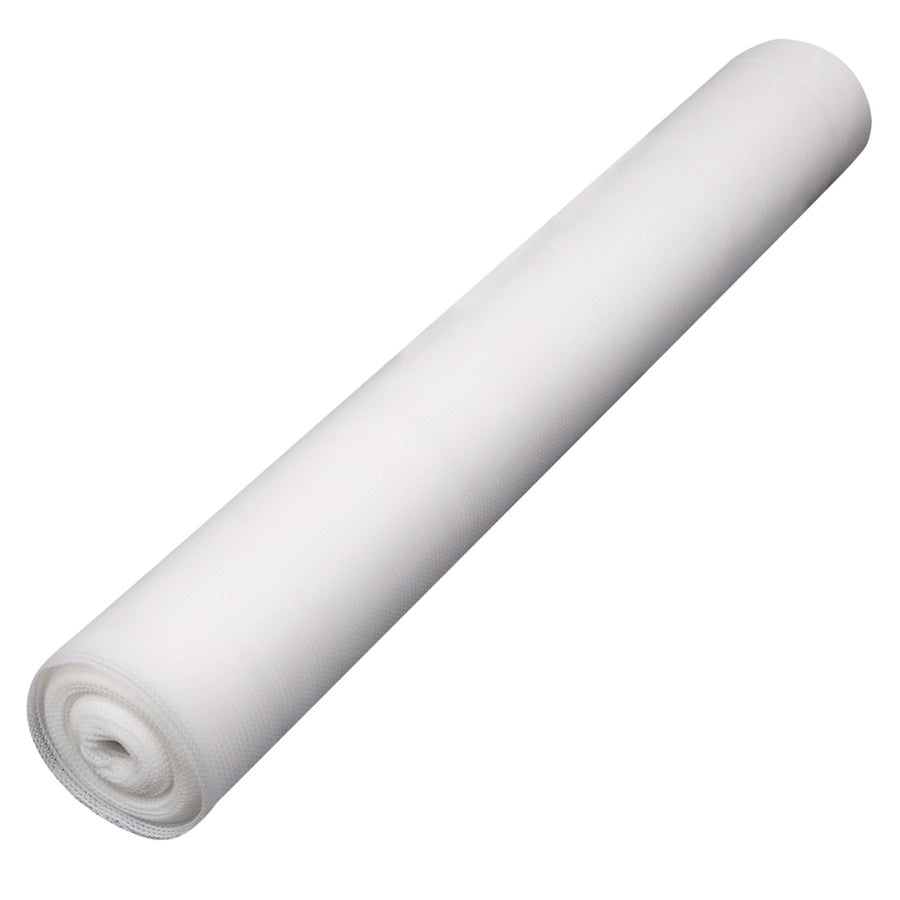 Instahut 50% shade cloth roll, 3.66 x 30m, white knitted fabric, shade cloth over a shade house