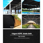 Instahut 70% Shade Cloth 3.66x30m Shade Cloth Sail Heavy Duty Shadecloth Garden Mesh Roll BK, image 4