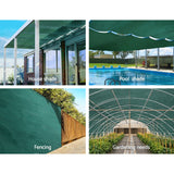 Instahut 30% Shade Cloth 3.66x30m Shadecloth Wide Heavy Duty Green - Top-Down View