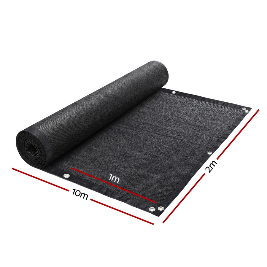Instahut Shade Cloth Sun Shade Fabric Patio UV Resistant Black 10x2m