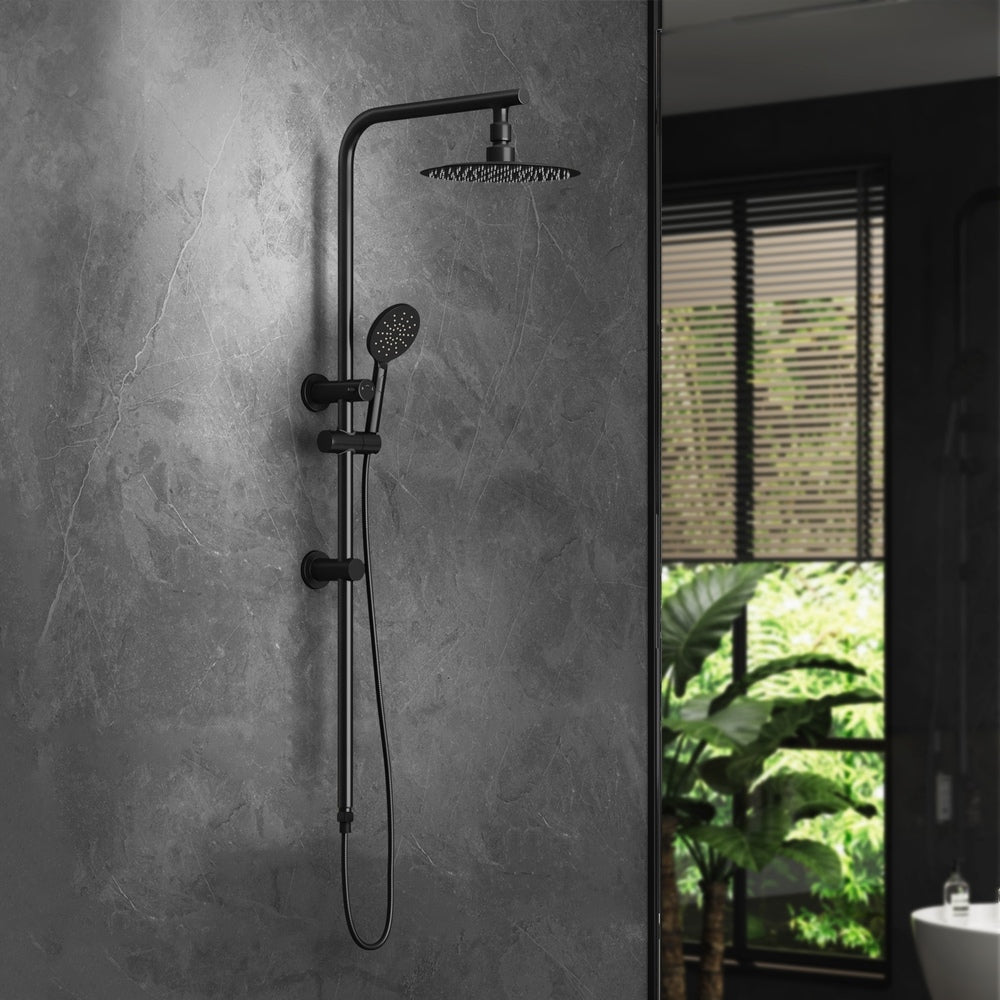 Welba 10" Rain Shower Head Set Round 3-Mode Black