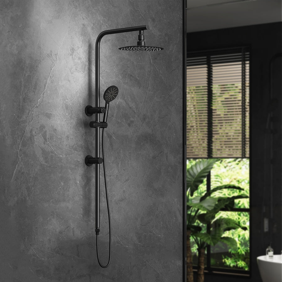 Welba 10" Rain Shower Head Set Round 3-Mode Black