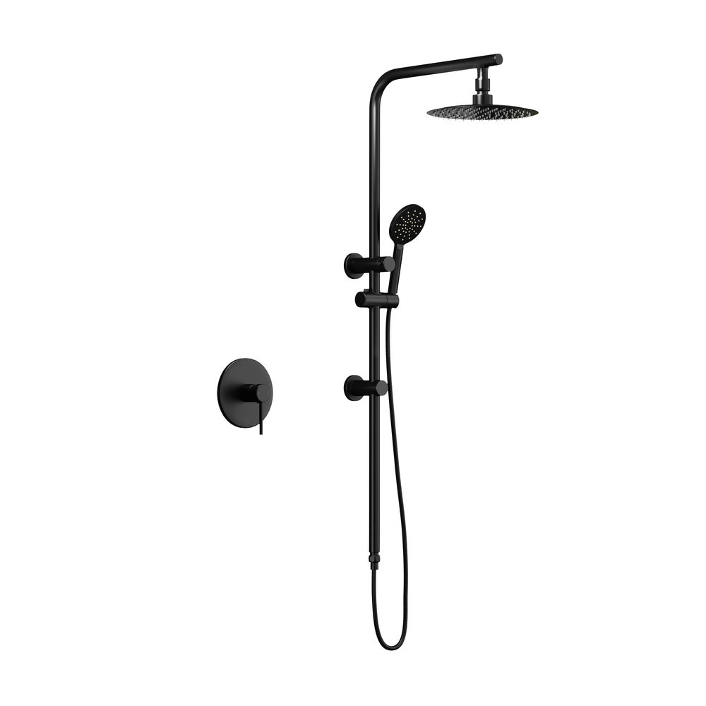 Welba 10" Rain Shower Head Set with Shower Mixer Round Black