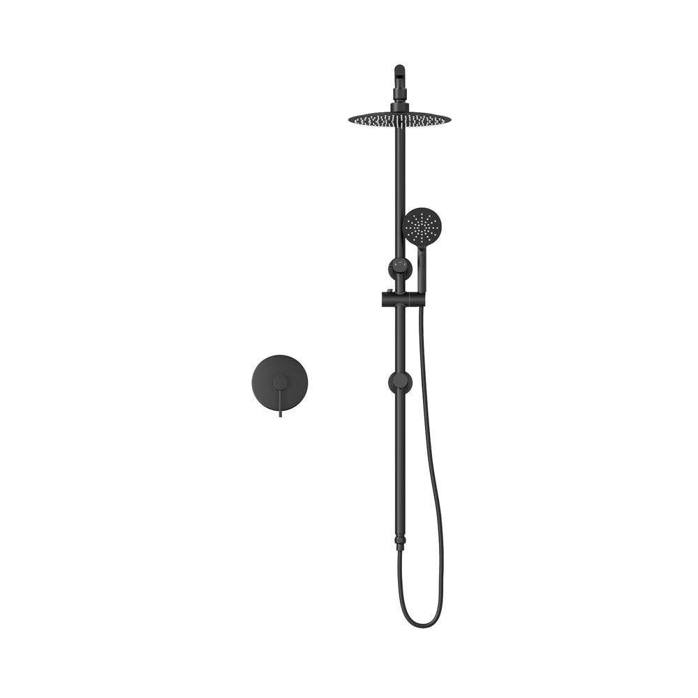 Welba 10" Rain Shower Head Set with Shower Mixer Round Black