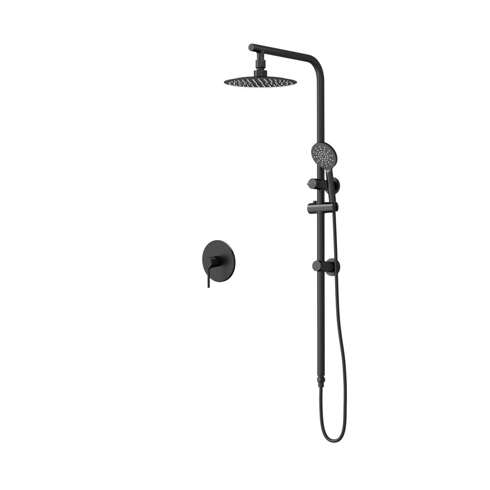 Welba 10" Rain Shower Head Set with Shower Mixer Round Black