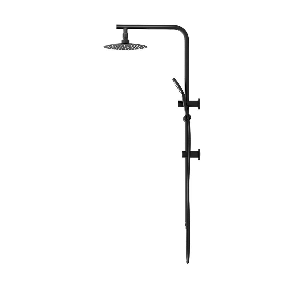 Welba 10" Rain Shower Head Set with Shower Mixer Round Black
