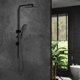 Welba 10" Rain Shower Head Set Square 3-Mode Black