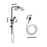 Welba 10" Rain Shower Head Set Square 3-Mode Black