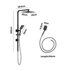 Welba 10" Rain Shower Head Set Square 3-Mode Black