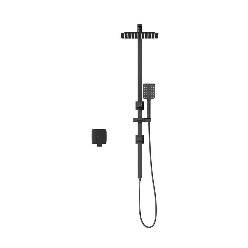 Welba 10" Rain Shower Head Set with Shower Mixer Square Black