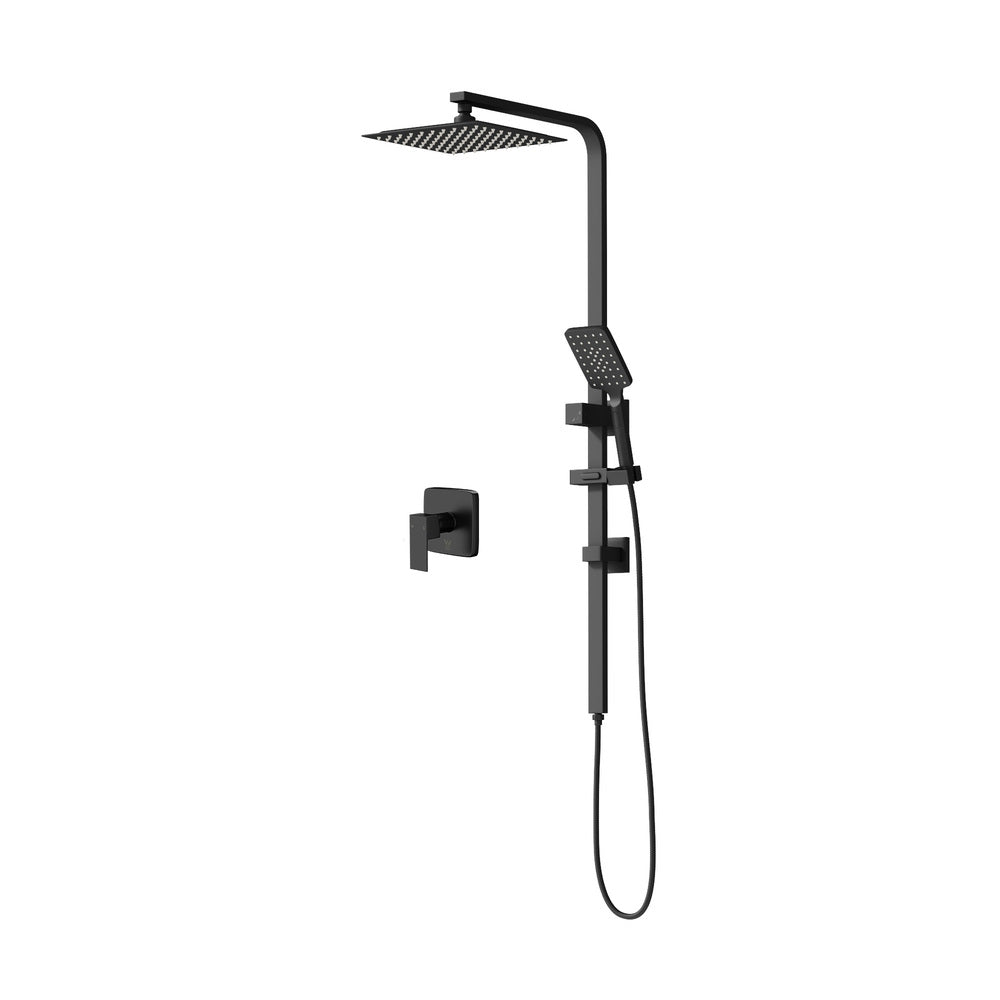Welba 10" Rain Shower Head Set with Shower Mixer Square Black