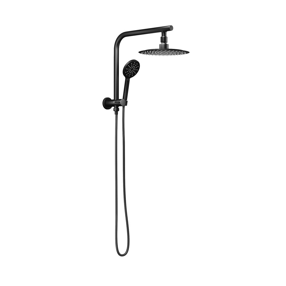 Welba 10" Rain Shower Head Set Round 3-Mode Gooseneck Black