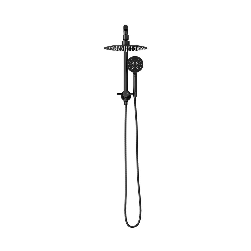 Welba 10" Rain Shower Head Set Round 3-Mode Gooseneck Black