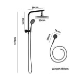 Welba 10" Rain Shower Head Set Round 3-Mode Gooseneck Black