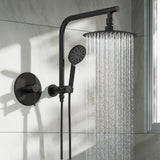 Welba 10" Rain Shower Head Set with Mixer Round 3-Mode Black