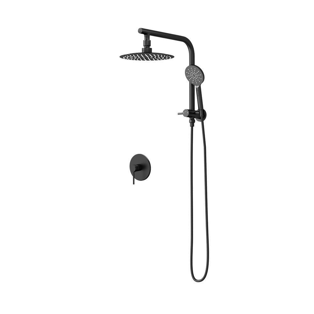 Welba 10" Rain Shower Head Set with Mixer Round 3-Mode Black