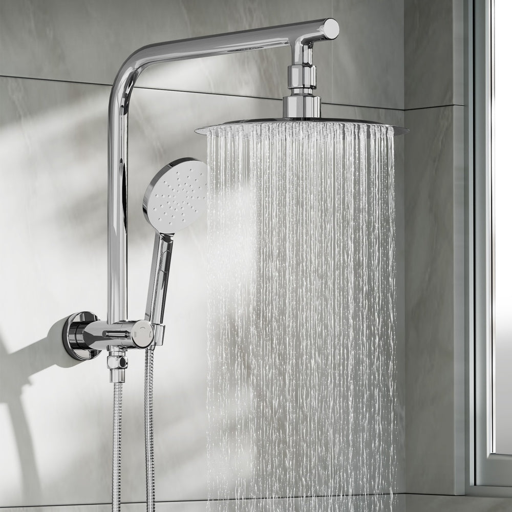 Welba 10" Rain Shower Head Set Round 3-Mode Gooseneck Chrome