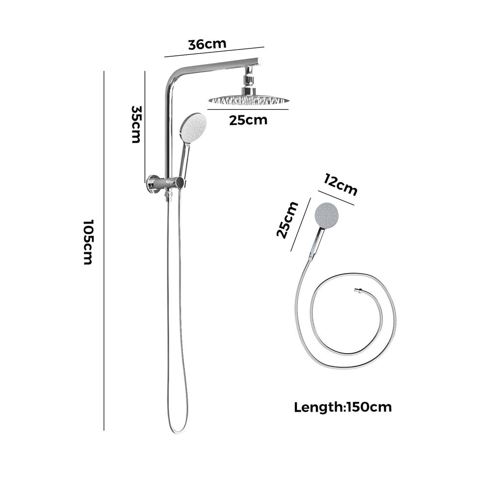 Welba 10" Rain Shower Head Set Round 3-Mode Gooseneck Chrome