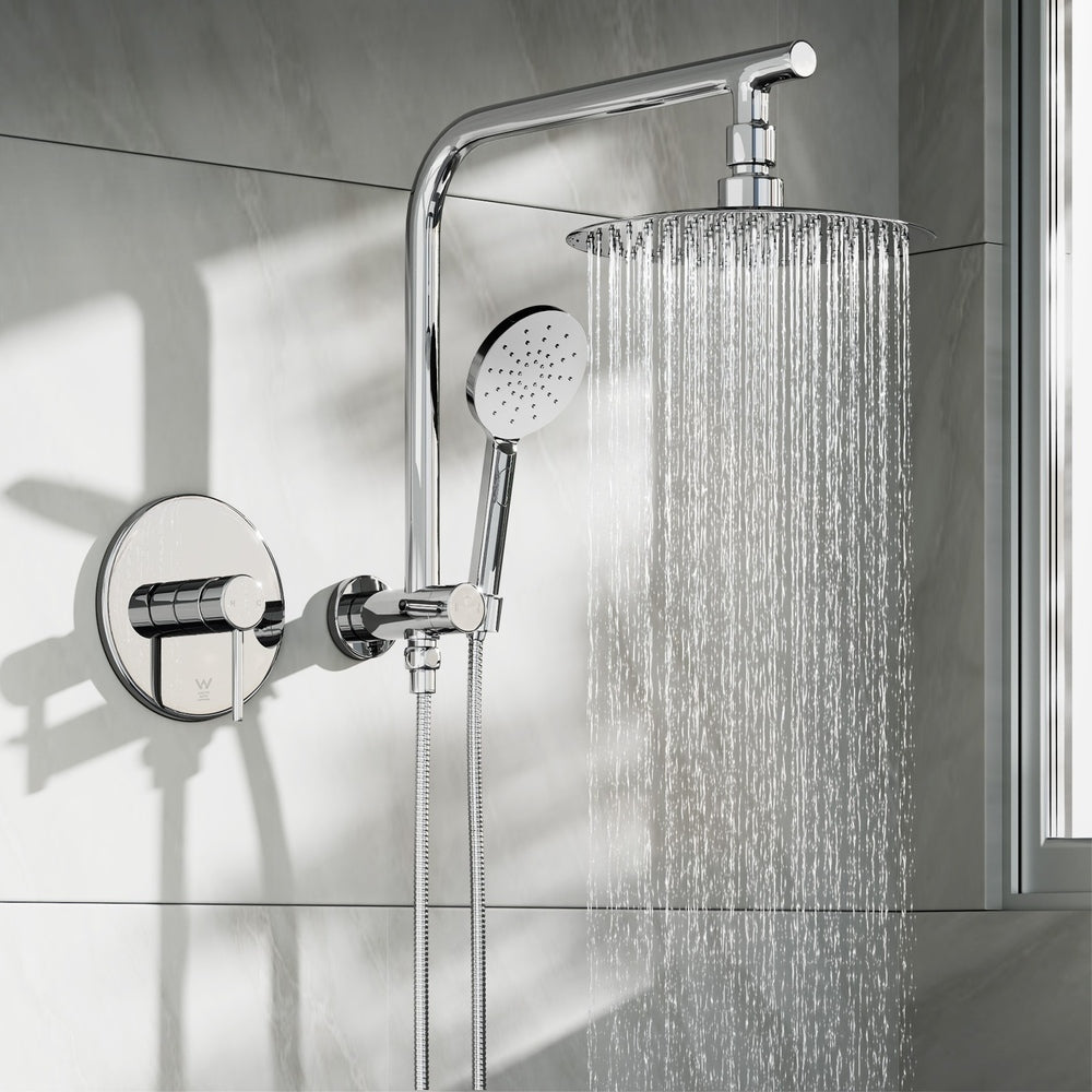 Welba 10" Rain Shower Head Set with Mixer Round 3-Mode Chrome