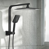 Welba 10" Rain Shower Head Set Square 3-Mode Gooseneck Black
