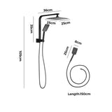 Welba 10" Rain Shower Head Set Square 3-Mode Gooseneck Black