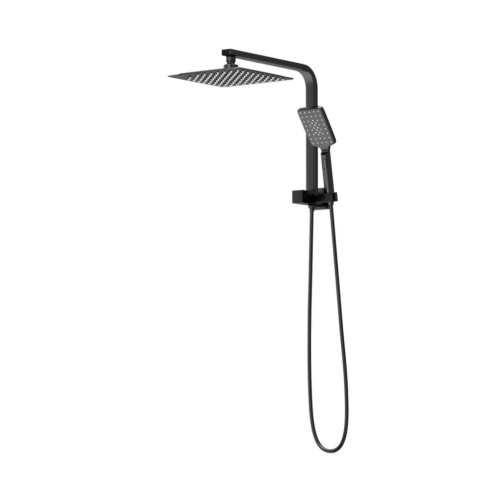 Welba 10" Rain Shower Head Set Square 3-Mode Gooseneck Black