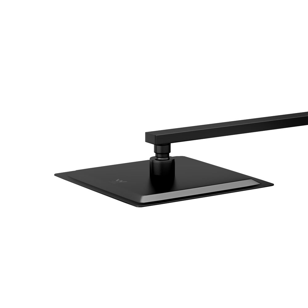 Welba 10" Rain Shower Head Set Square 3-Mode Gooseneck Black
