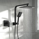 Welba 10" Rain Shower Head Set with Mixer Square 3-Mode Black