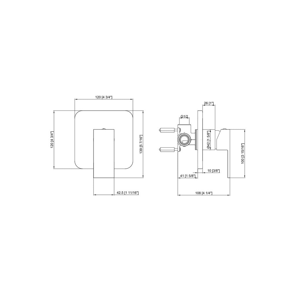 Welba 10" Rain Shower Head Set with Mixer Square 3-Mode Black