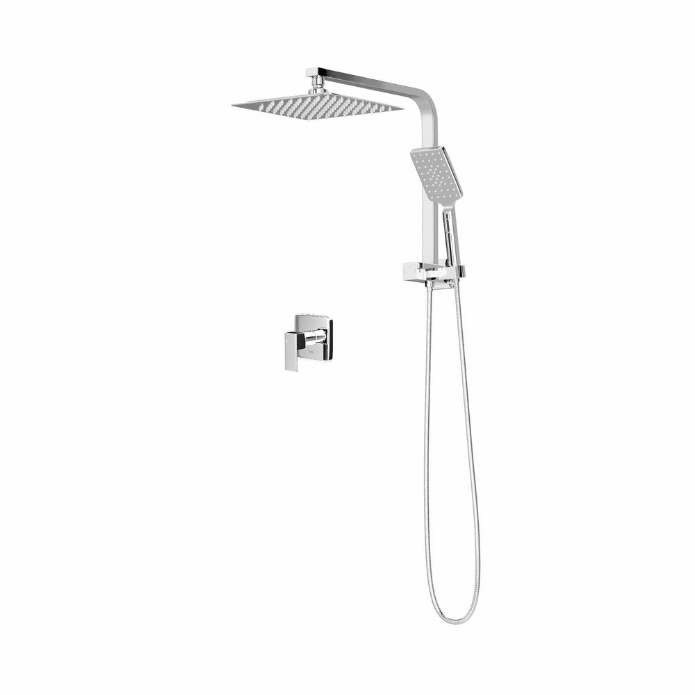 Welba 10" Rain Shower Head Set with Mixer Square 3-Mode Black
