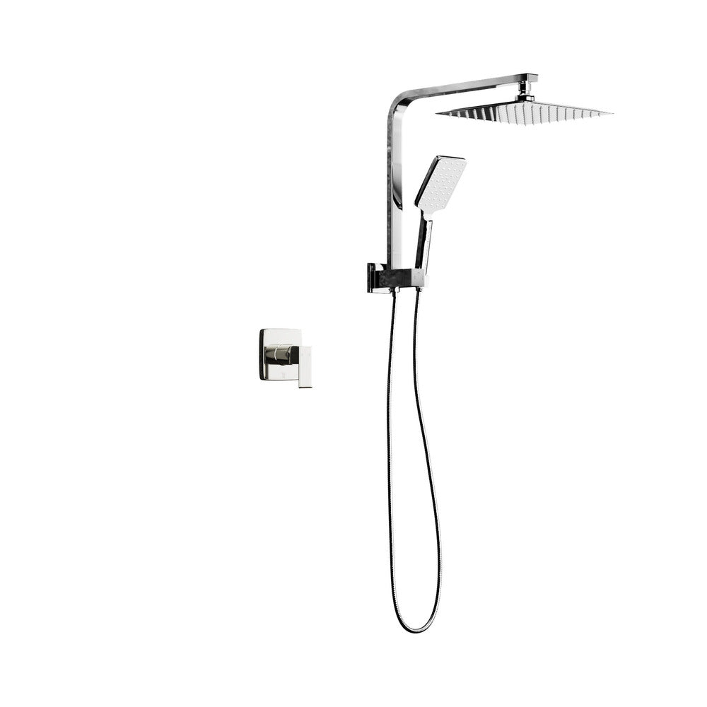 Welba 10" Rain Shower Head Set with Mixer Square 3-Mode Chrome