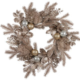 Christabelle Champagne Glitter Christmas Wreath - 61cm - Front View