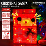 Christabelle Animated Santa Gift Box LED Christmas Tree Decoration Xmas Ornament - Front View