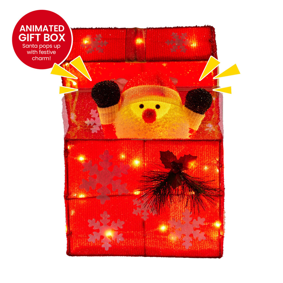 Christabelle Animated Santa Gift Box LED Christmas Tree Decoration Xmas Ornament