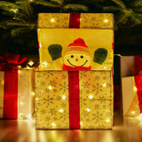 Christabelle Animated Snowman in a Gift Box LED Christmas Tree Decoration Ornament Lights Xmas - Close-Up Angle