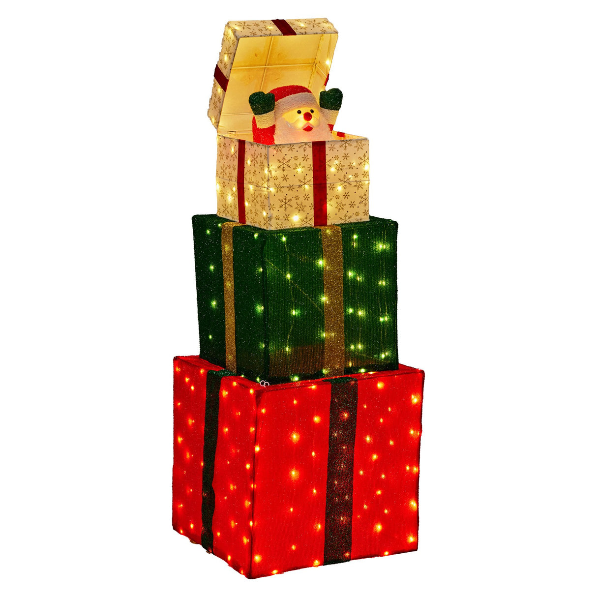 Christabelle 122cm Animated Present Stack Santa LED Lights Christmas Tree Decoration Ornament X