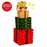 Christabelle 122cm Animated Present Stack Santa LED Lights Christmas Tree Decoration Ornament X - Top-Down View