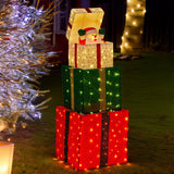 Christabelle 122cm Animated Present Stack Santa LED Lights Christmas Tree Decoration Ornament X - Close-Up Angle
