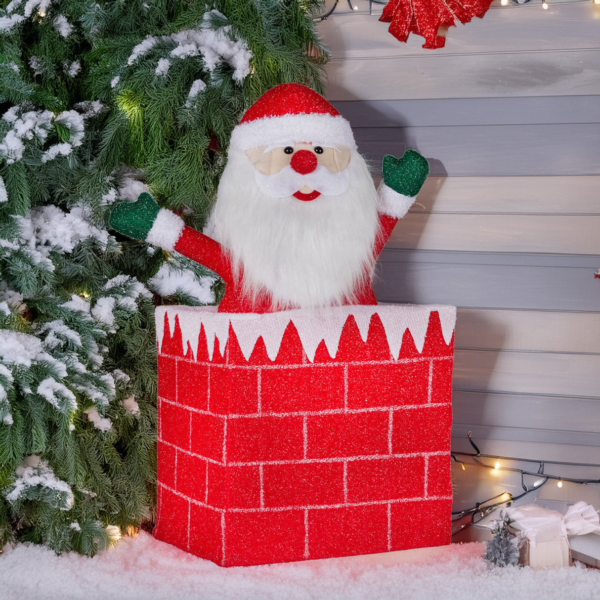 Christabelle 76cm Santa in Chimney Christmas Tree Warm White LED Lights Animated Decoration Orn