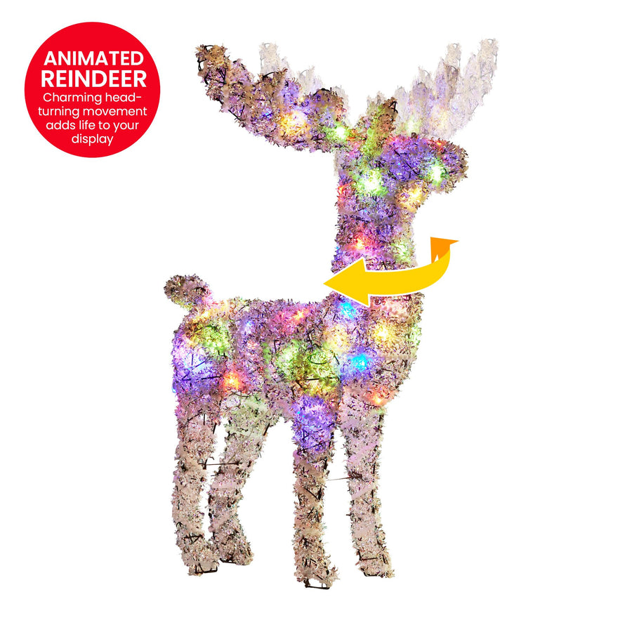 Christabelle 112cm Animated Reindeer Christmas Multi-Colour LED Lights Xmas Decor