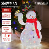 Christabelle 51cm Animated Snowman Christmas Display Multi-Colour LED Lights Xmas Decoration - Front View