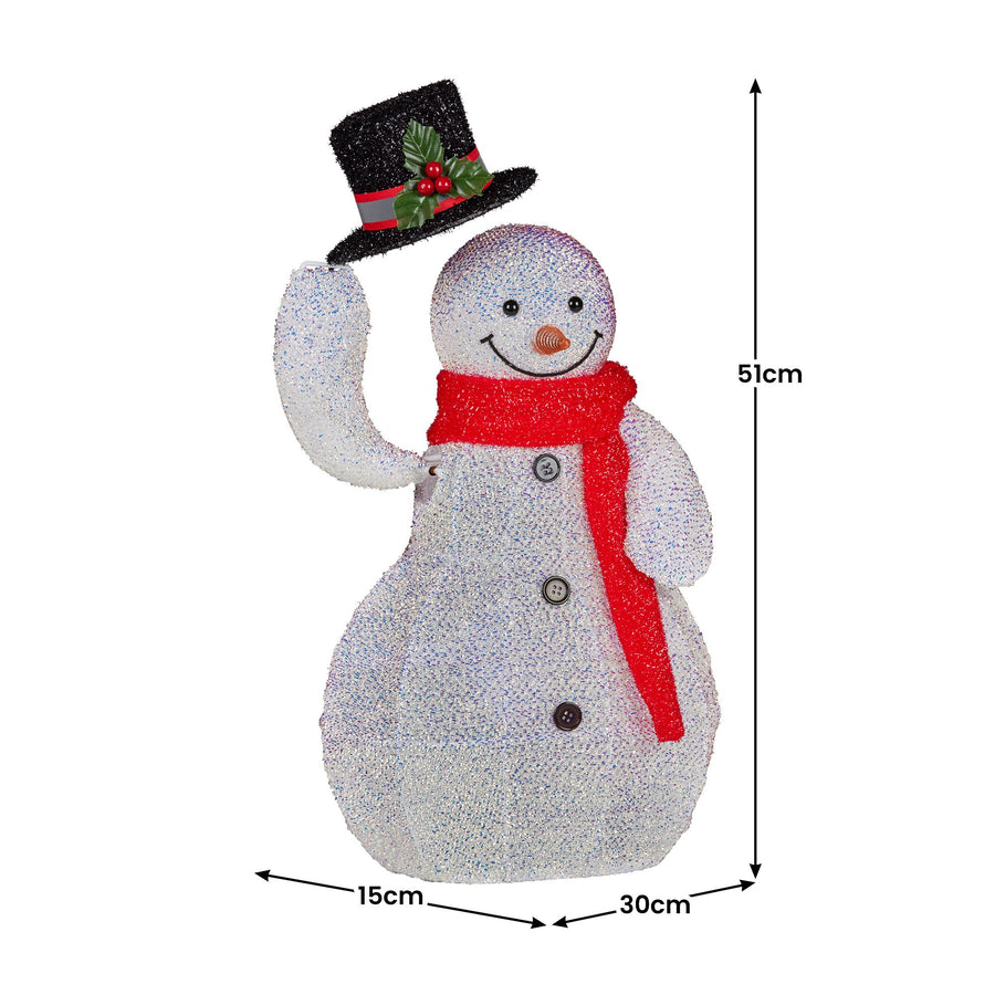 Christabelle 51cm Animated Snowman Christmas Display Multi-Colour LED Lights Xmas Decoration