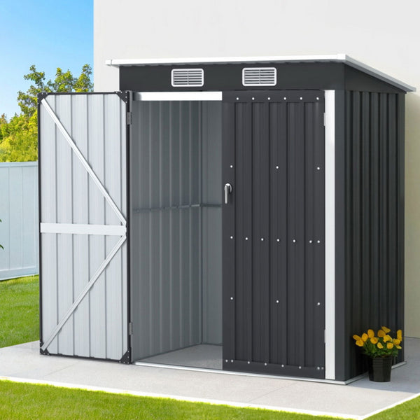 Giantz Garden Shed 1.62 x 1m, Grey Galvanised Steel Outdoor Storage with Lockable Doors