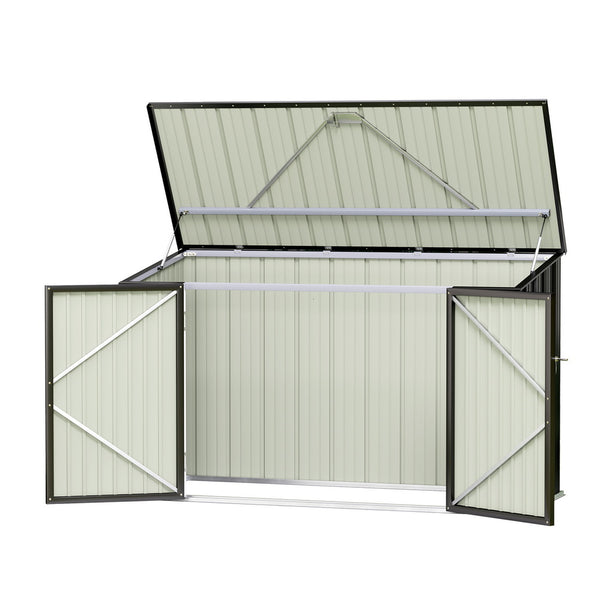 Giantz Bike Shed 2.22 x 0.91M, Grey Galvanised Steel Outdoor Storage with Lockable Double Doors